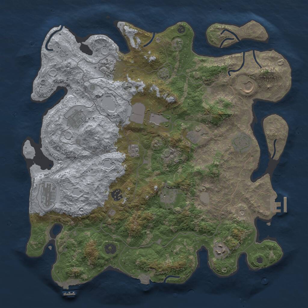 Rust Map: Procedural Map, Size: 4000, Seed: 659466740, 17 Monuments