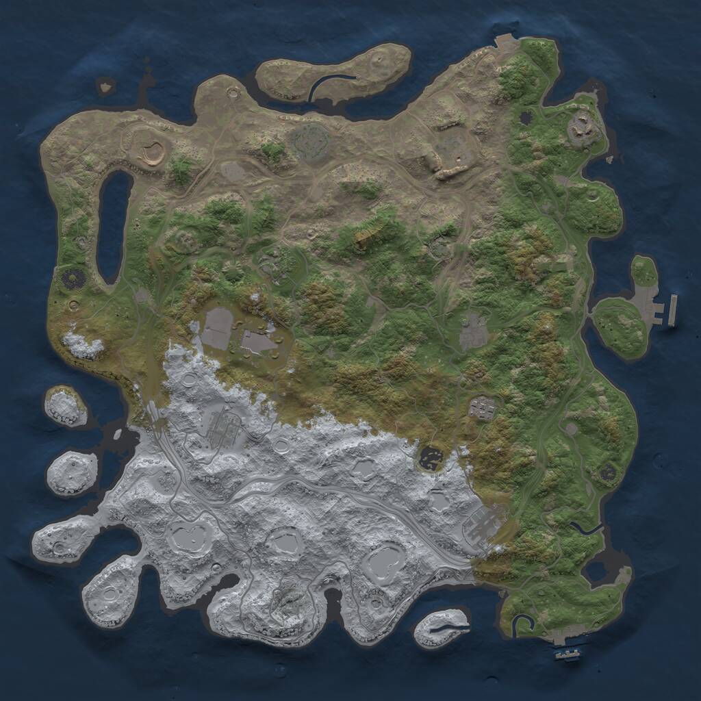 Rust Map: Procedural Map, Size: 4500, Seed: 1758893627, 17 Monuments