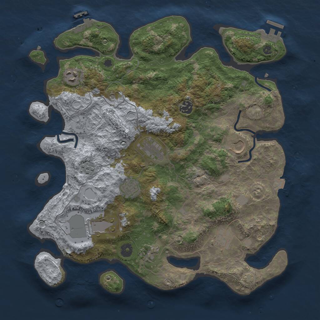 Rust Map: Procedural Map, Size: 3650, Seed: 779222355, 15 Monuments