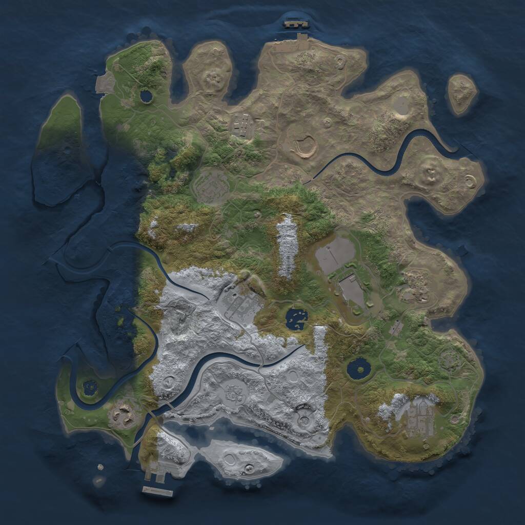 Rust Map: Procedural Map, Size: 3500, Seed: 257885, 15 Monuments