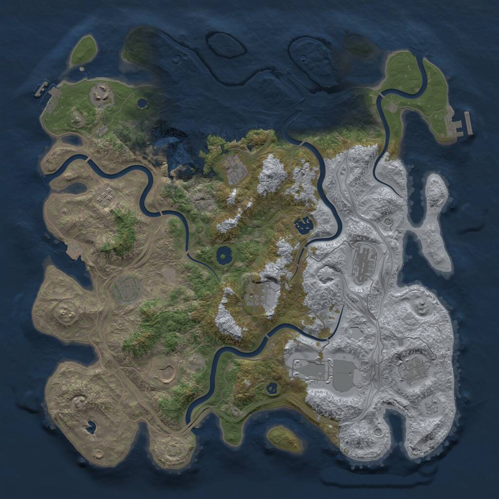 Rust Map: Procedural Map, Size: 4250, Seed: 1243339207, 16 Monuments