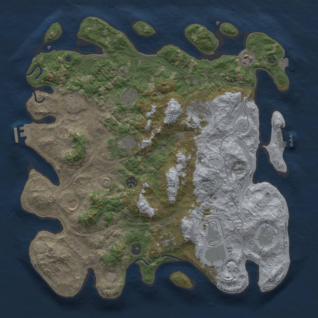 Rust Map: Procedural Map, Size: 4250, Seed: 1243339207, 17 Monuments