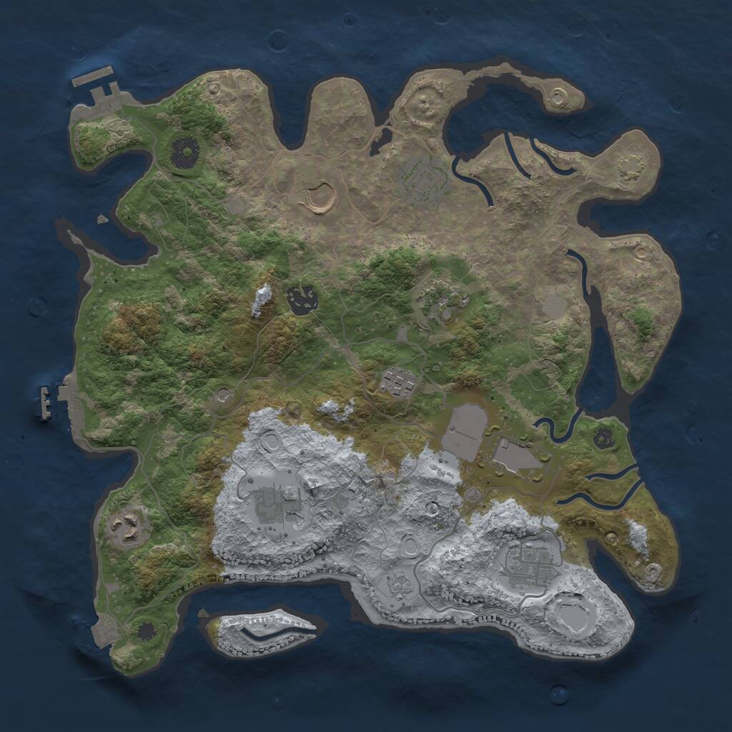 Rust Map: Procedural Map, Size: 3500, Seed: 1696281604, 15 Monuments