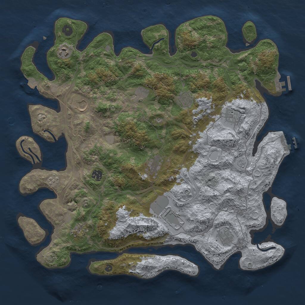 Rust Map: Procedural Map, Size: 4250, Seed: 221136461, 17 Monuments