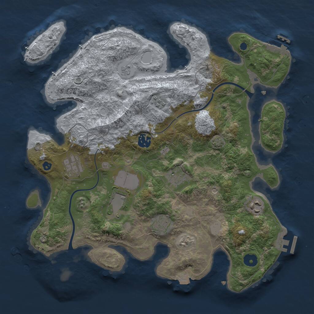 Rust Map: Procedural Map, Size: 3500, Seed: 165622843, 13 Monuments