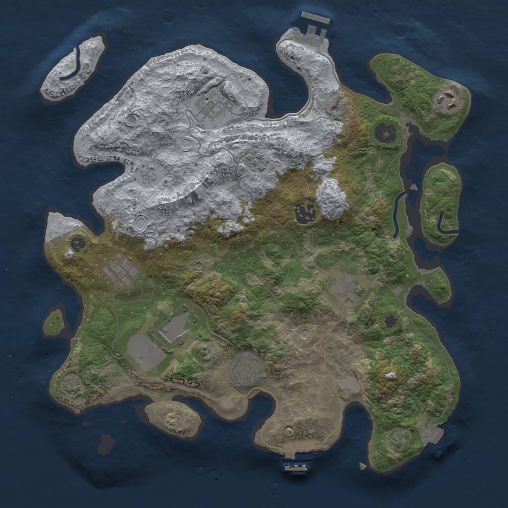 Rust Map: Procedural Map, Size: 3500, Seed: 165622843, 14 Monuments