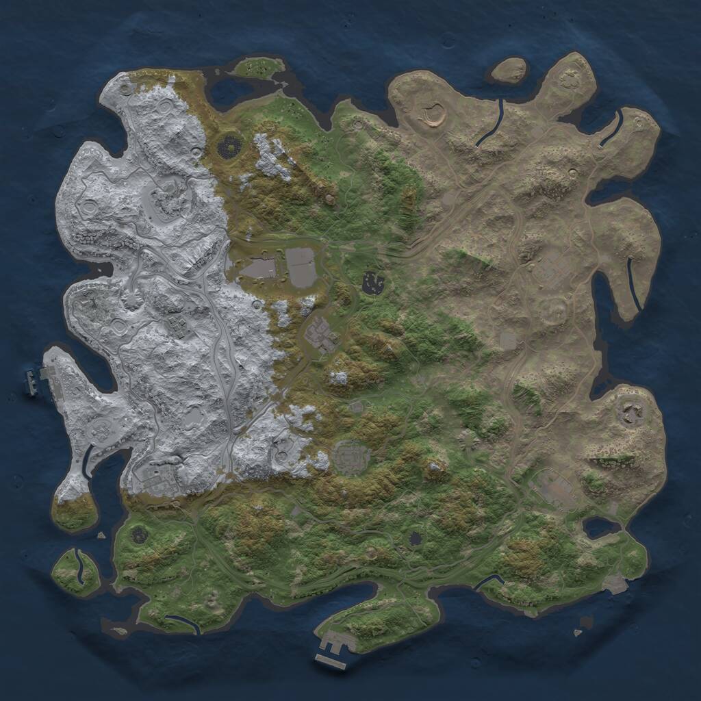 Rust Map: Procedural Map, Size: 4500, Seed: 776828298, 17 Monuments