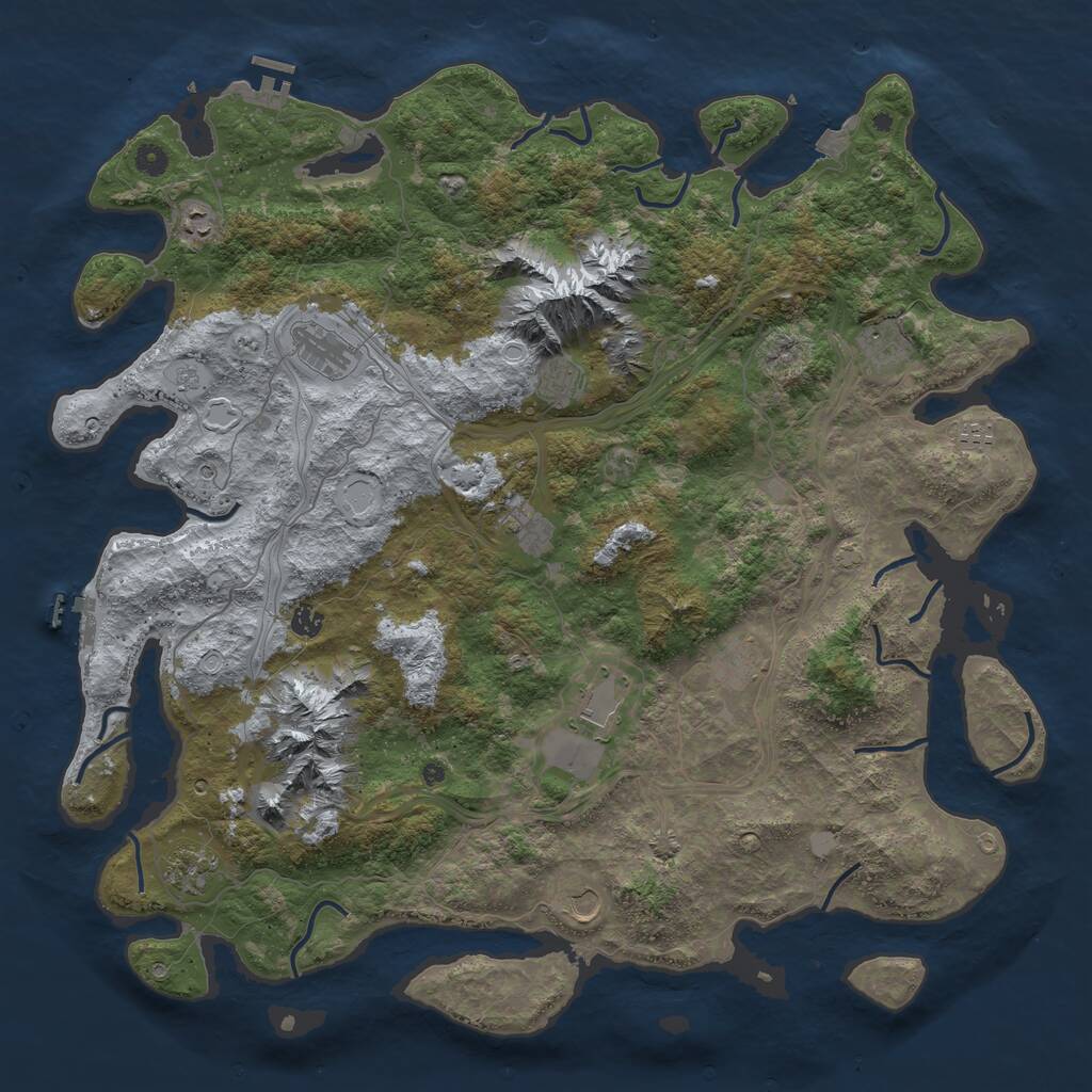 Rust Map: Procedural Map, Size: 5000, Seed: 694201572, 17 Monuments