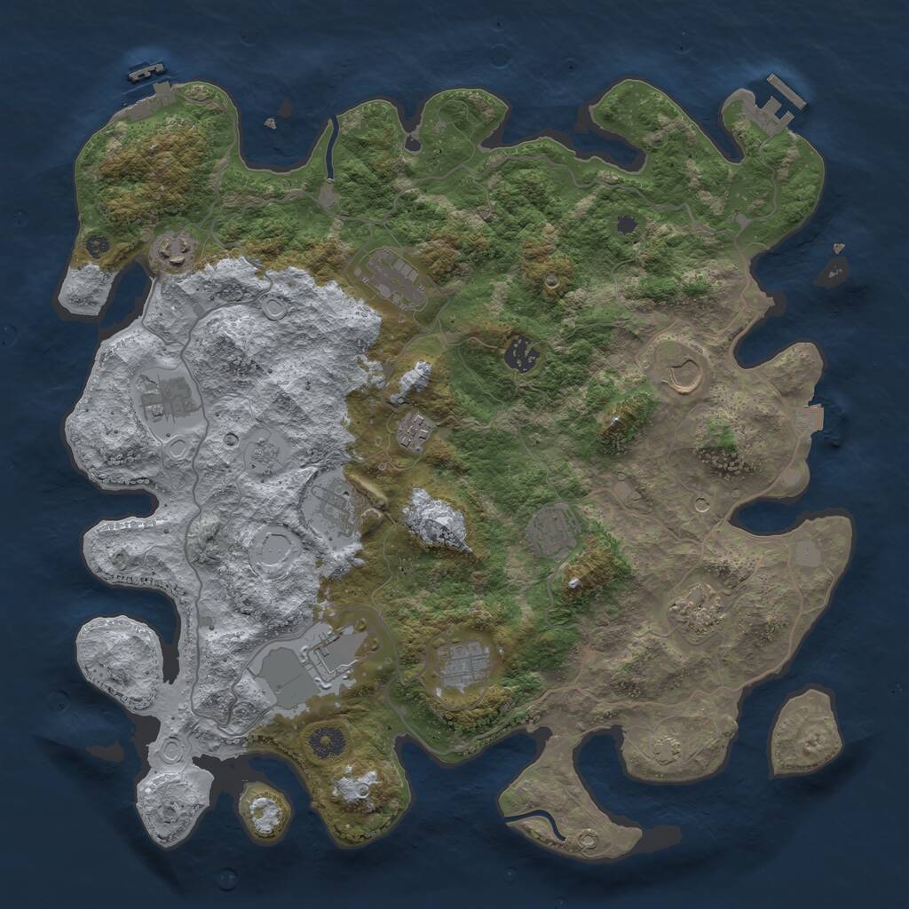 Rust Map: Procedural Map, Size: 4000, Seed: 1291063615, 17 Monuments