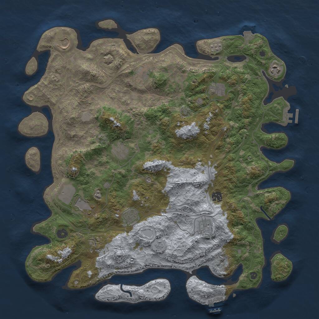 Rust Map: Procedural Map, Size: 4500, Seed: 1519758036, 17 Monuments