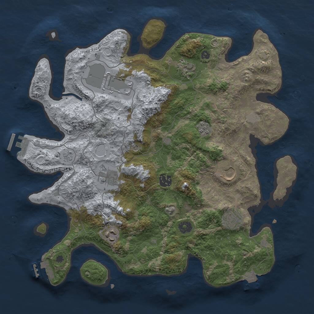 Rust Map: Procedural Map, Size: 3600, Seed: 821700033, 14 Monuments