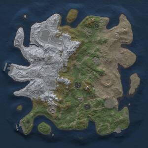 Thumbnail Rust Map: Procedural Map, Size: 3600, Seed: 821700033, 14 Monuments