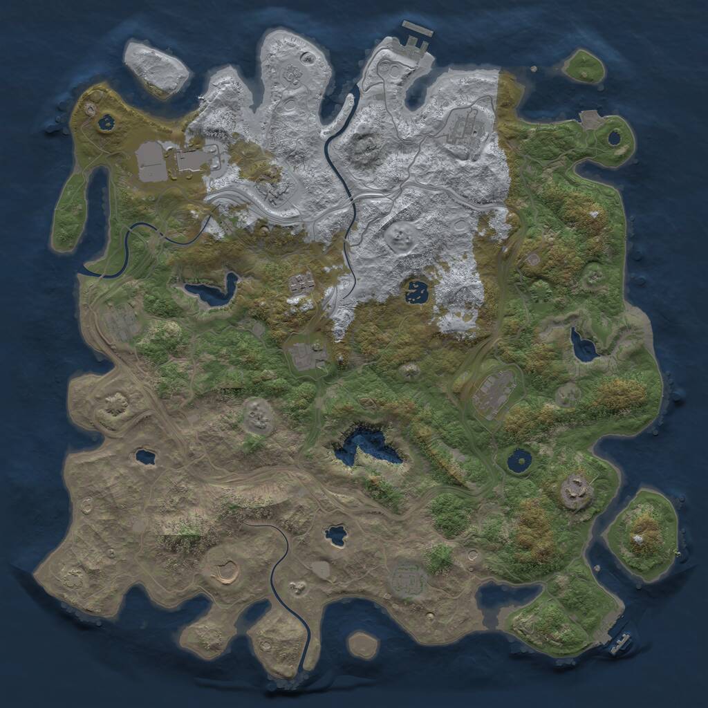 Rust Map: Procedural Map, Size: 4500, Seed: 1292857420, 17 Monuments