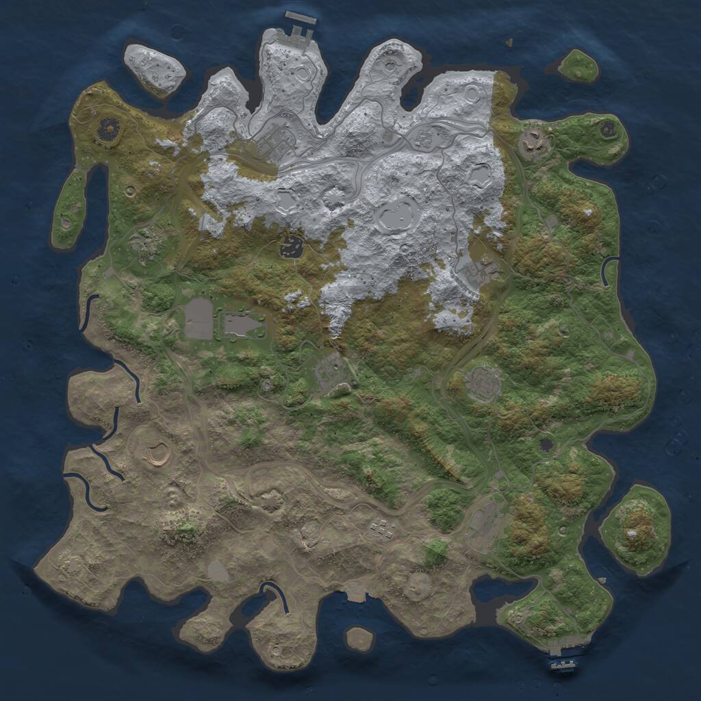 Rust Map: Procedural Map, Size: 4500, Seed: 1292857420, 17 Monuments