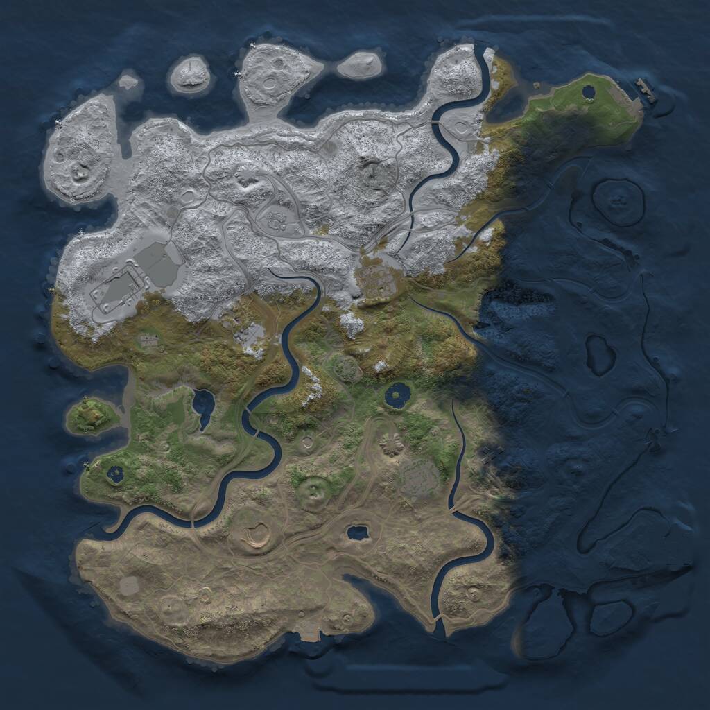 Rust Map: Procedural Map, Size: 4253, Seed: 1691504211, 12 Monuments