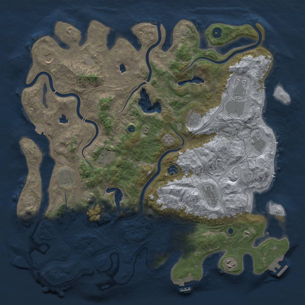 Rust Map: Procedural Map, Size: 4500, Seed: 1933947991, 16 Monuments