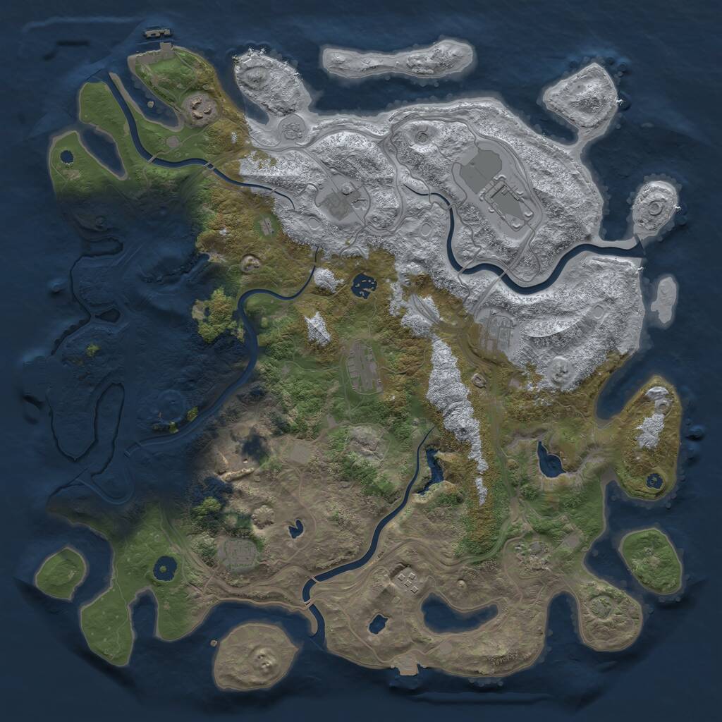 Rust Map: Procedural Map, Size: 4500, Seed: 29504699, 16 Monuments