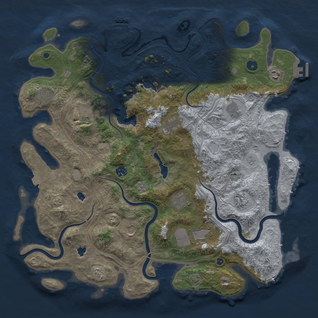 Rust Map: Procedural Map, Size: 4500, Seed: 1497035659, 17 Monuments