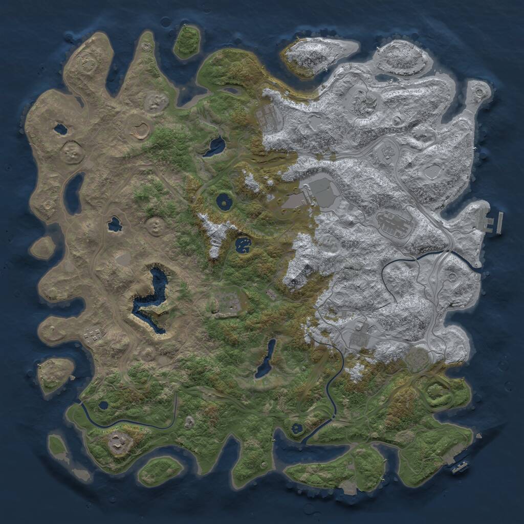 Rust Map: Procedural Map, Size: 4800, Seed: 349875634, 17 Monuments
