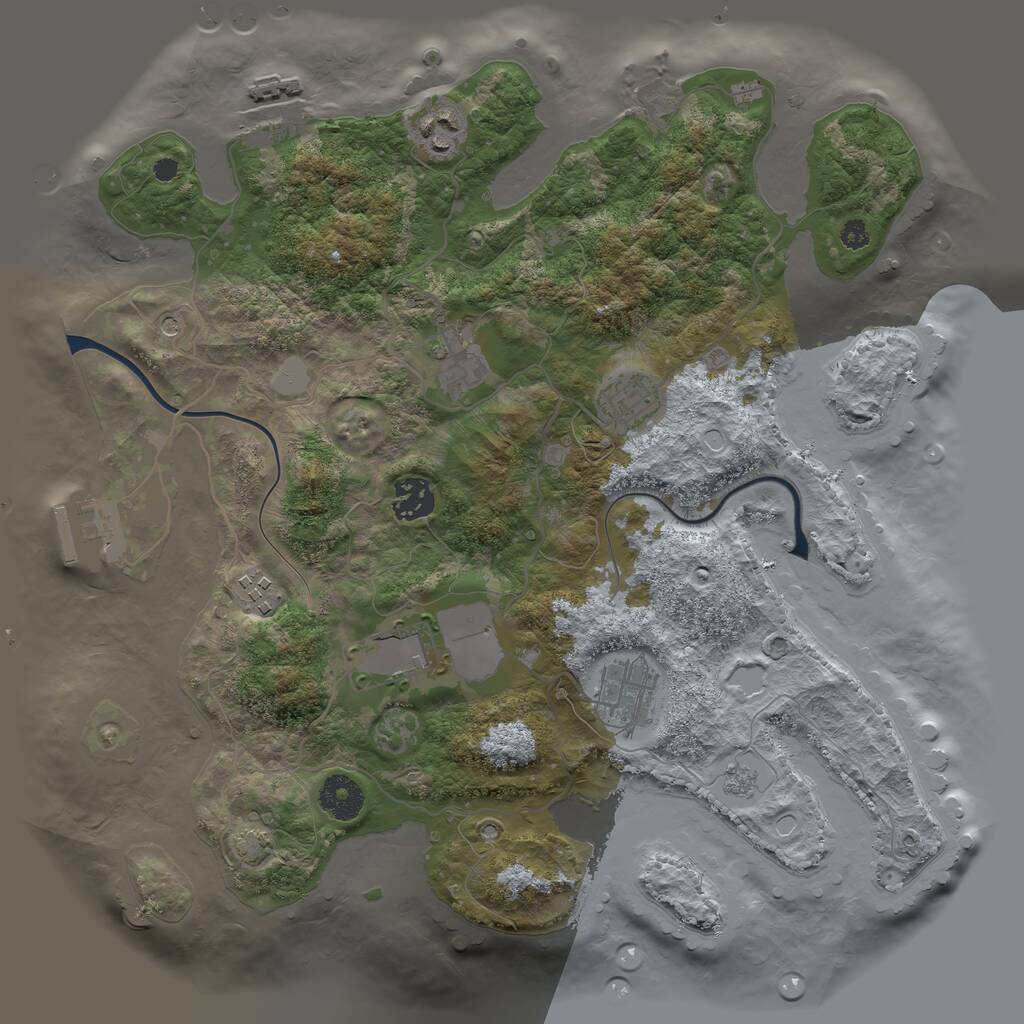 Rust Map: Procedural Map, Size: 3500, Seed: 1207925618, 13 Monuments