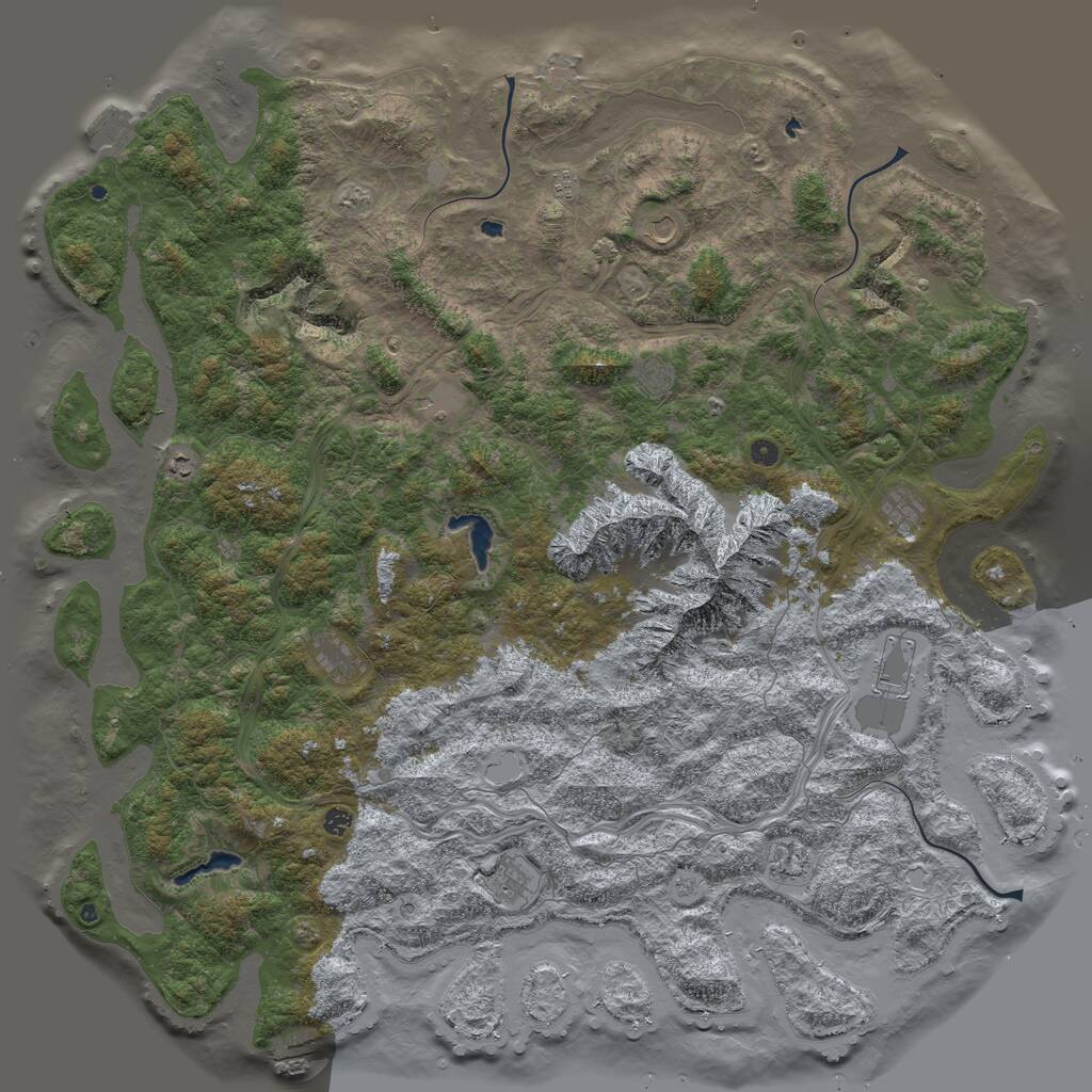 Rust Map: Procedural Map, Size: 6000, Seed: 3683909, 17 Monuments