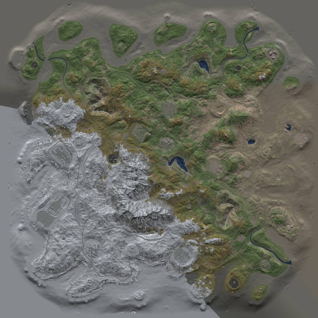 Rust Map: Procedural Map, Size: 5000, Seed: 1234123412, 17 Monuments