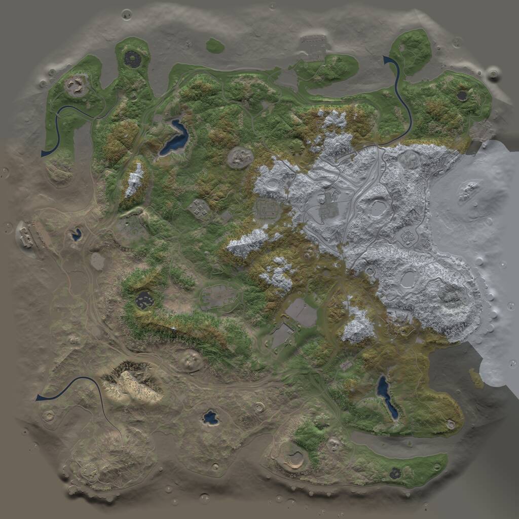 Rust Map: Procedural Map, Size: 4500, Seed: 709608888, 16 Monuments