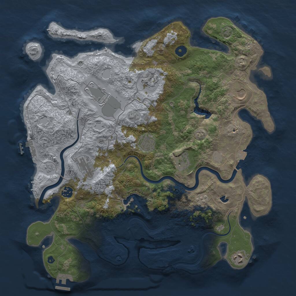 Rust Map: Procedural Map, Size: 4000, Seed: 570974472, 17 Monuments