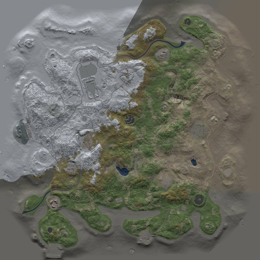 Rust Map: Procedural Map, Size: 4000, Seed: 570974472, 14 Monuments