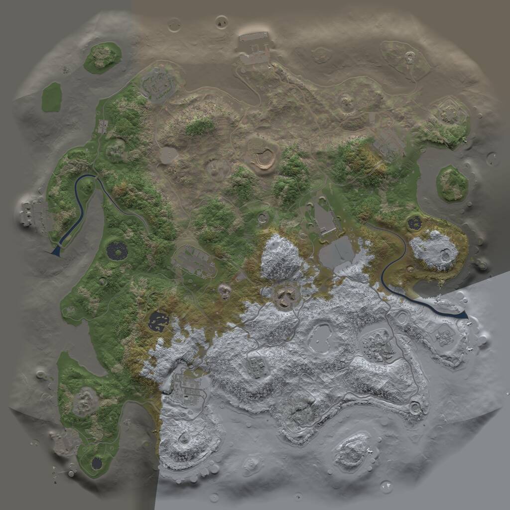 Rust Map: Procedural Map, Size: 3750, Seed: 5232023, 16 Monuments