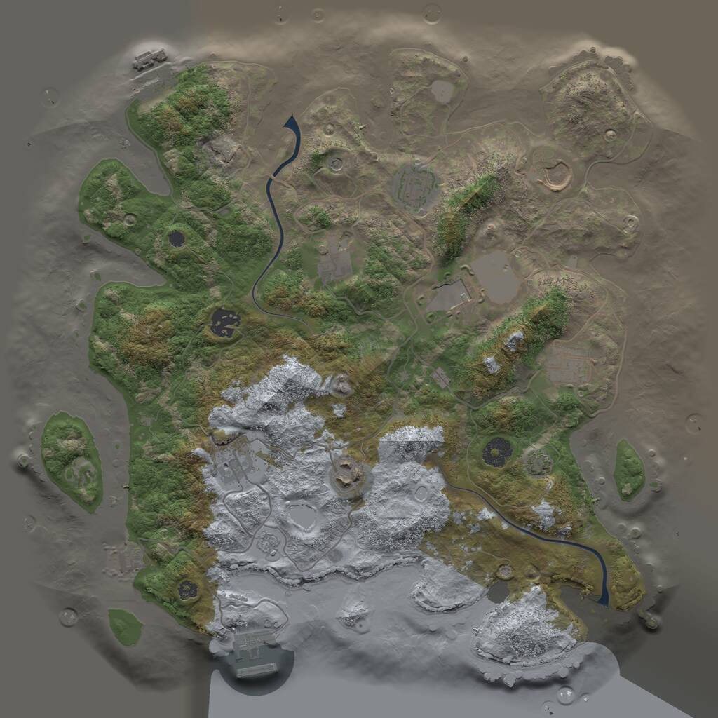 Rust Map: Procedural Map, Size: 3700, Seed: 1195147211, 14 Monuments