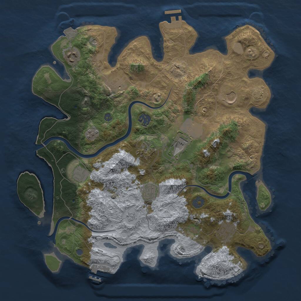 Rust Map: Procedural Map, Size: 3700, Seed: 1195147211, 17 Monuments