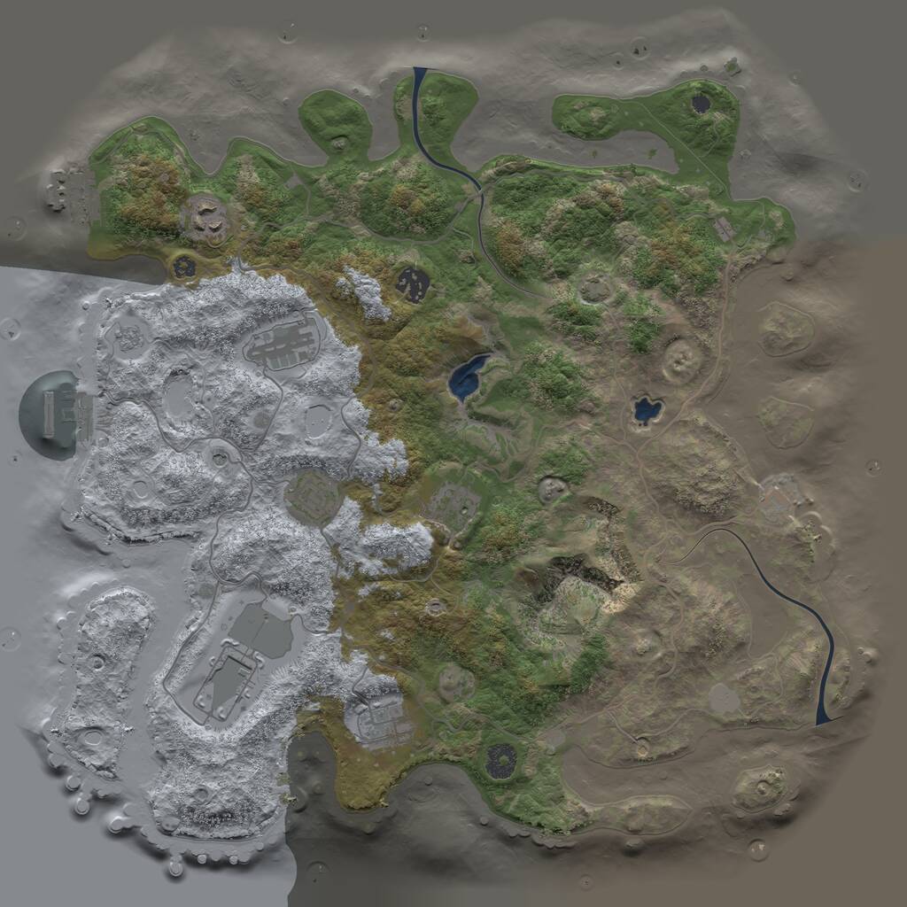 Rust Map: Procedural Map, Size: 4000, Seed: 494593, 13 Monuments