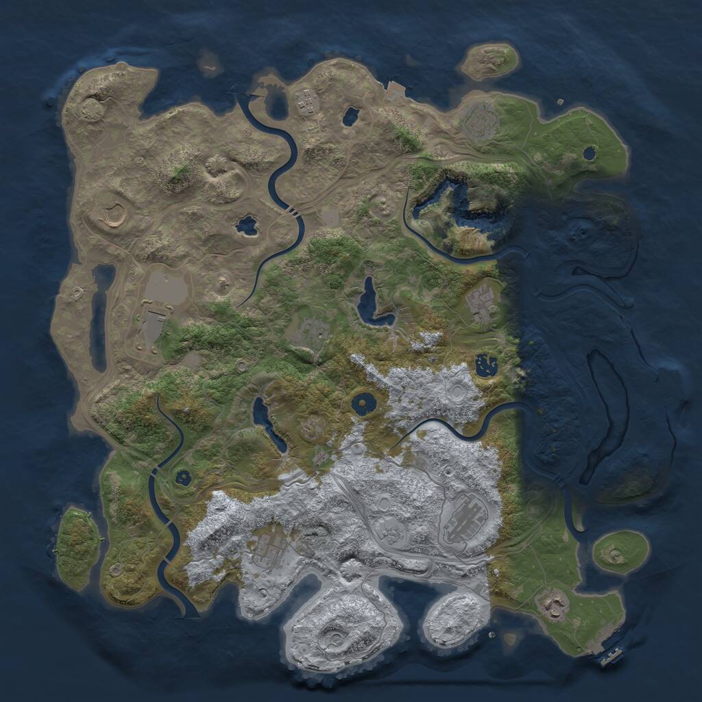 Rust Map: Procedural Map, Size: 4500, Seed: 21566358, 16 Monuments
