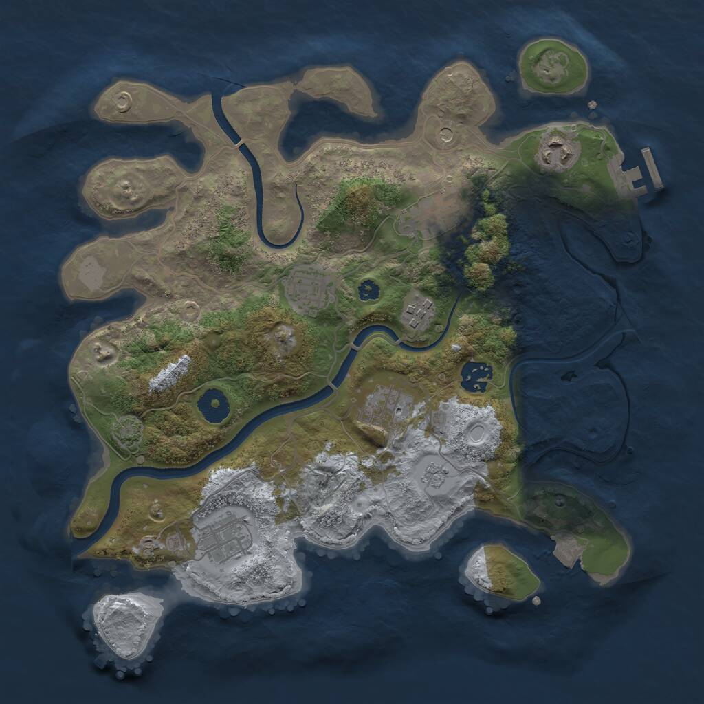 Rust Map: Procedural Map, Size: 3300, Seed: 405437659, 12 Monuments
