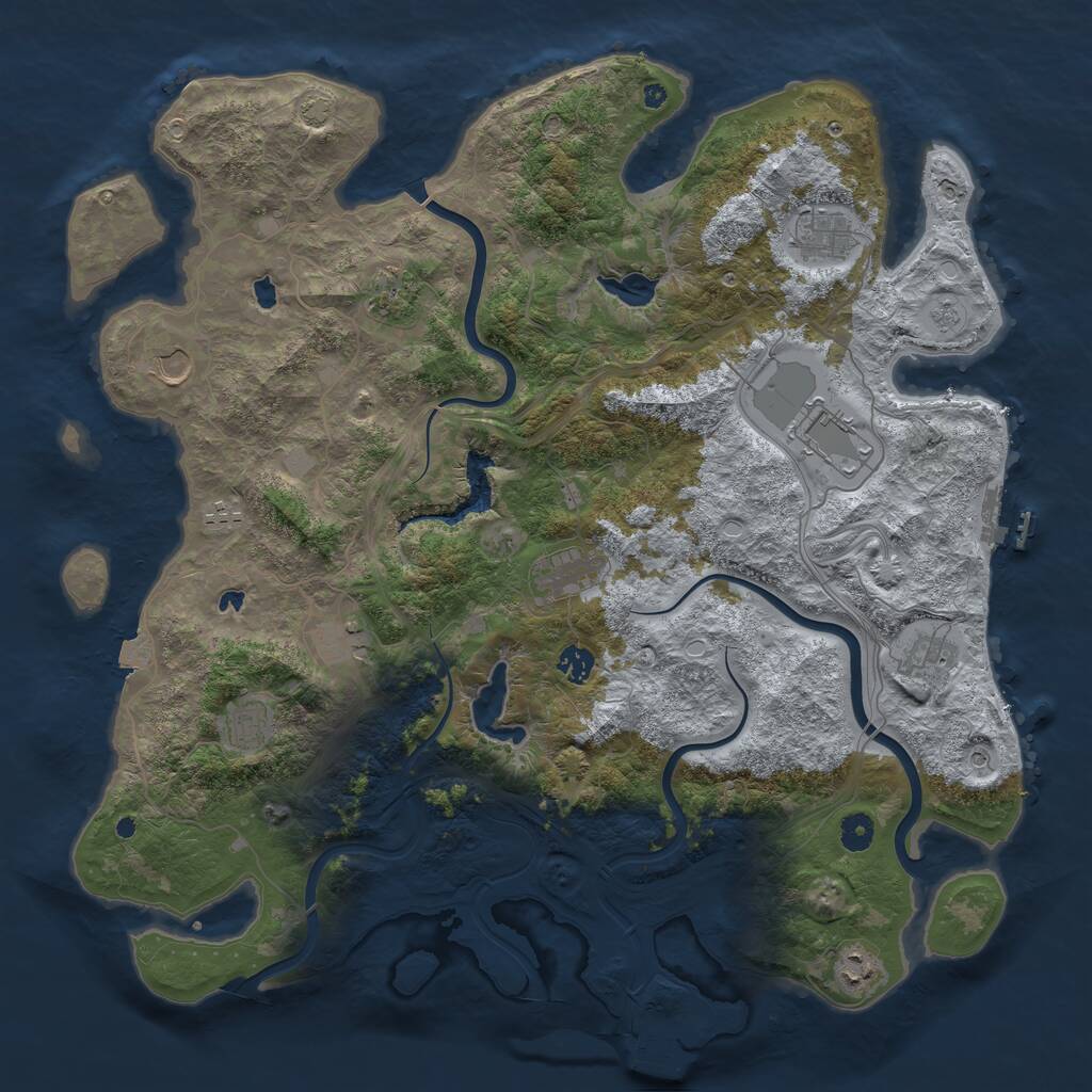 Rust Map: Procedural Map, Size: 4500, Seed: 1613474490, 17 Monuments