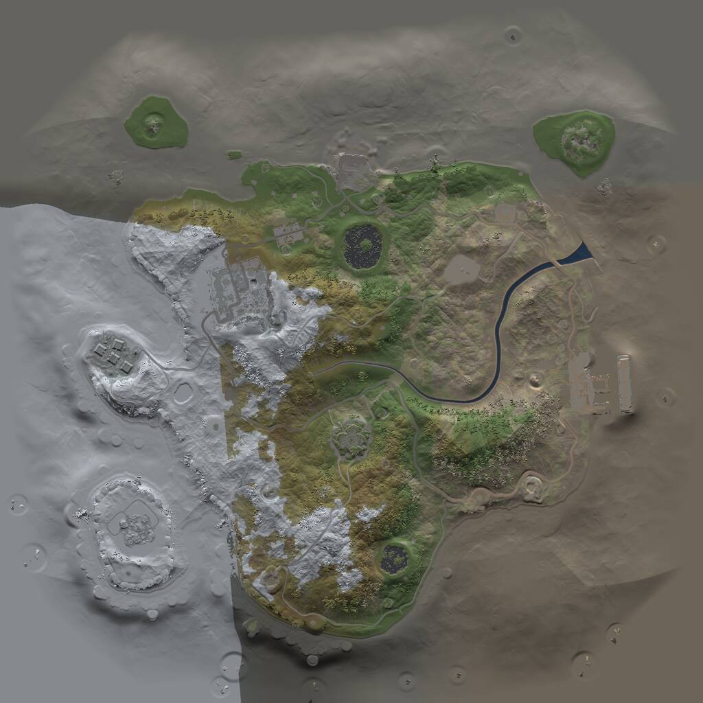 Rust Map: Procedural Map, Size: 2500, Seed: 1614944338, 6 Monuments