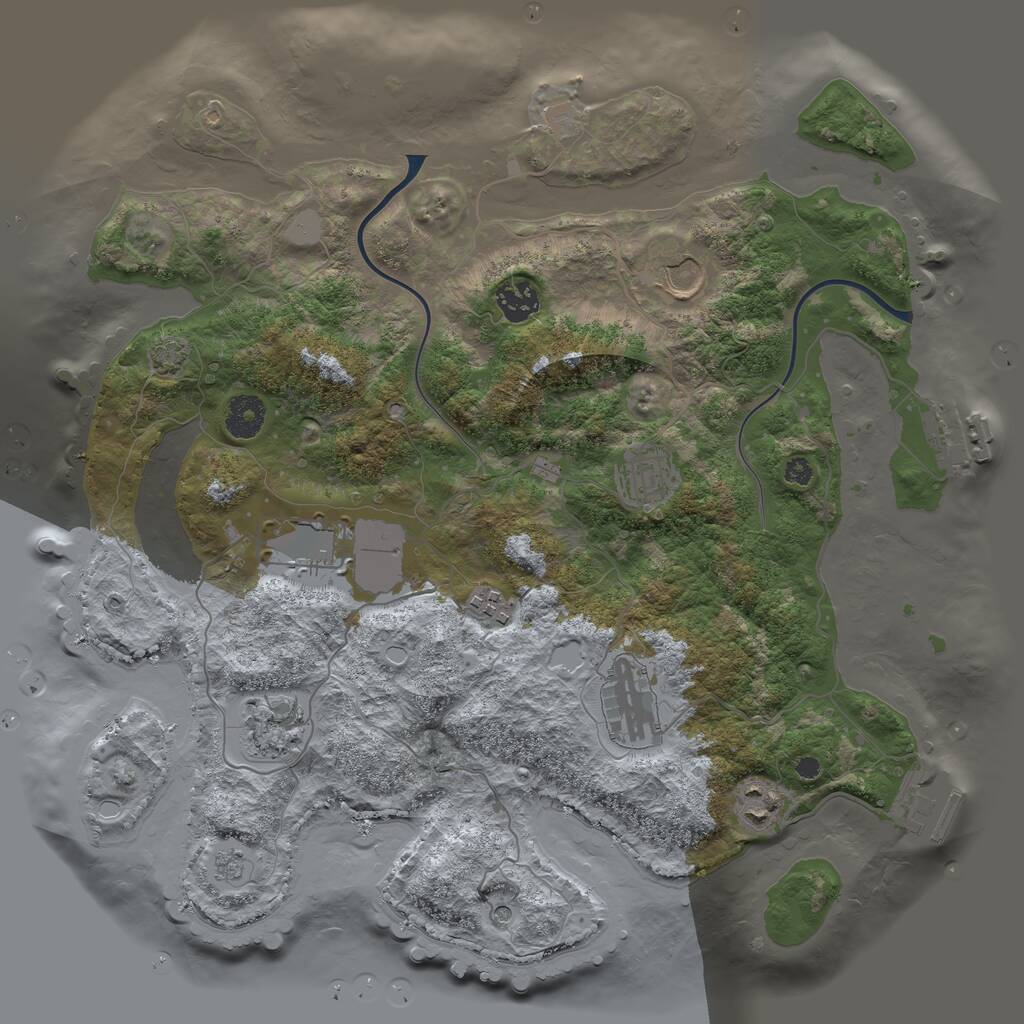 Rust Map: Procedural Map, Size: 3675, Seed: 70000, 14 Monuments