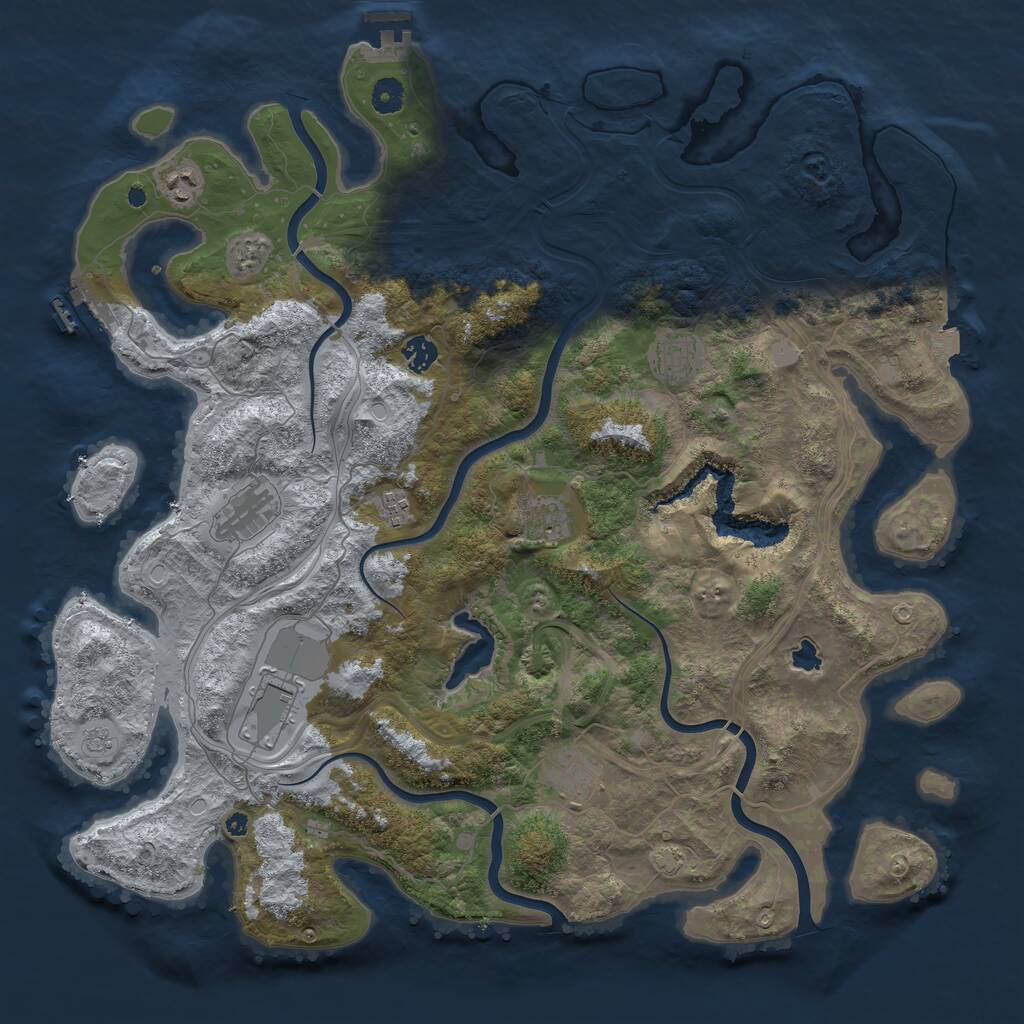 Rust Map: Procedural Map, Size: 4445, Seed: 4000, 13 Monuments