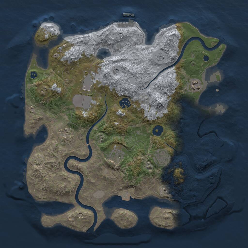 Rust Map: Procedural Map, Size: 3500, Seed: 833620517, 13 Monuments