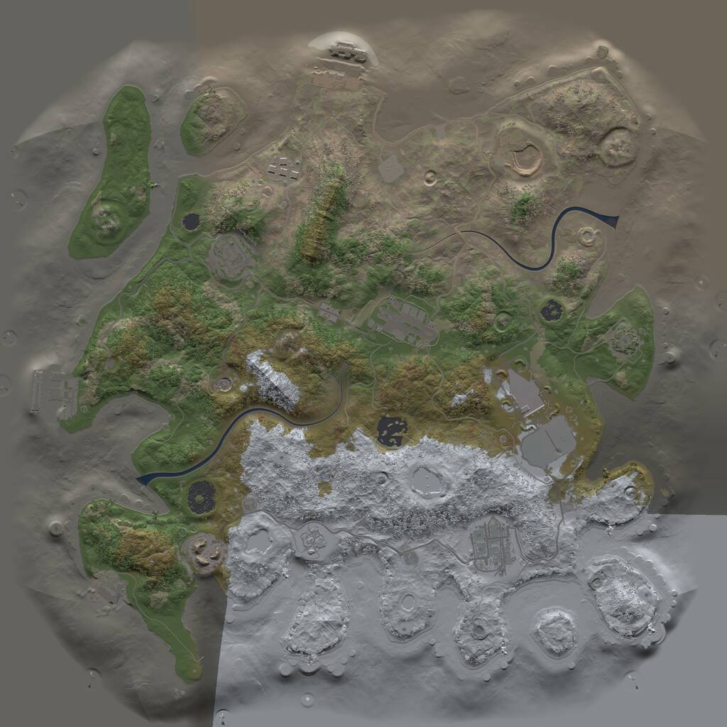 Rust Map: Procedural Map, Size: 3500, Seed: 582223378, 14 Monuments