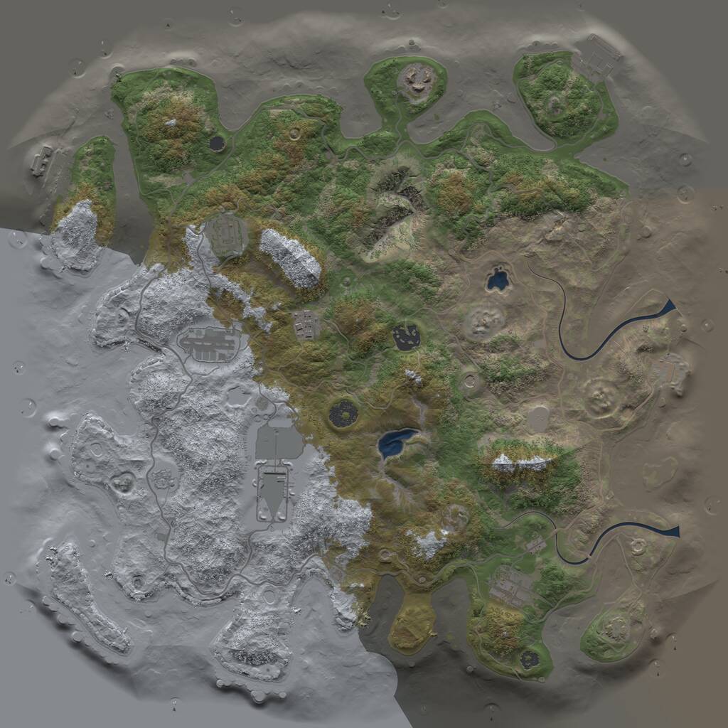 Rust Map: Procedural Map, Size: 4000, Seed: 926254894, 13 Monuments