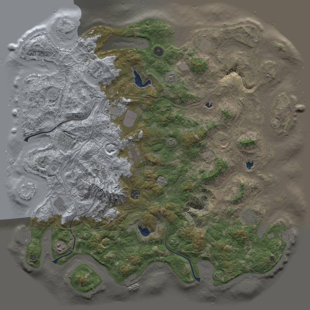 Rust Map: Procedural Map, Size: 5000, Seed: 1307107302, 17 Monuments