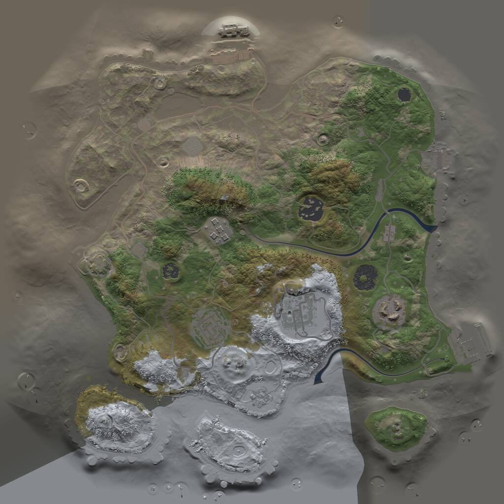 Rust Map: Procedural Map, Size: 3000, Seed: 1036944068, 10 Monuments