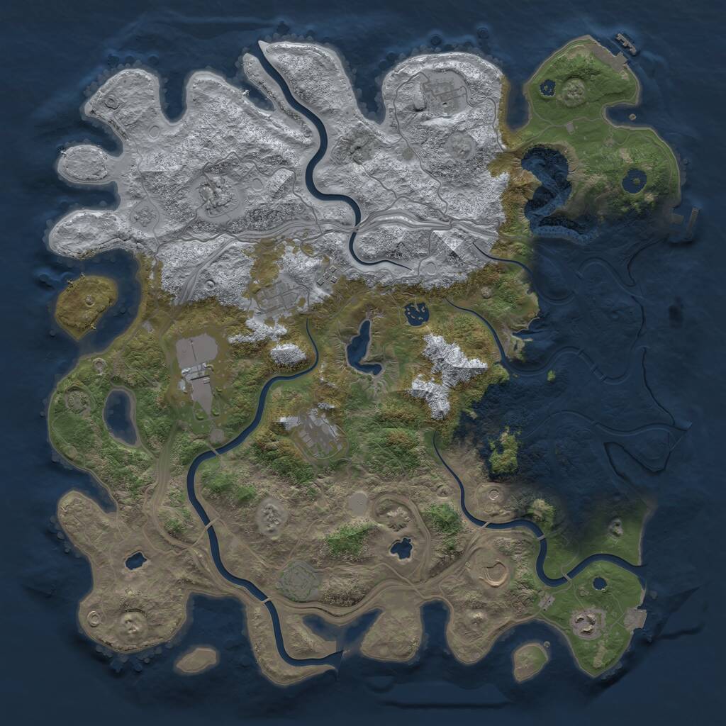 Rust Map: Procedural Map, Size: 4500, Seed: 2052045043, 16 Monuments