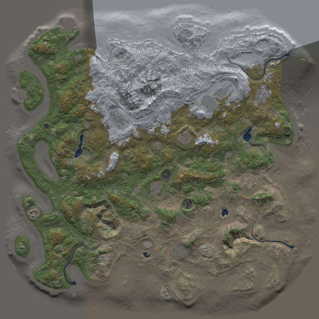 Rust Map: Procedural Map, Size: 5000, Seed: 481606, 16 Monuments