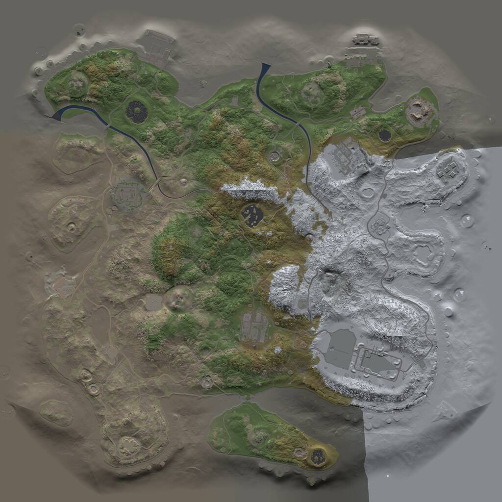 Rust Map: Procedural Map, Size: 3500, Seed: 1299276712, 13 Monuments