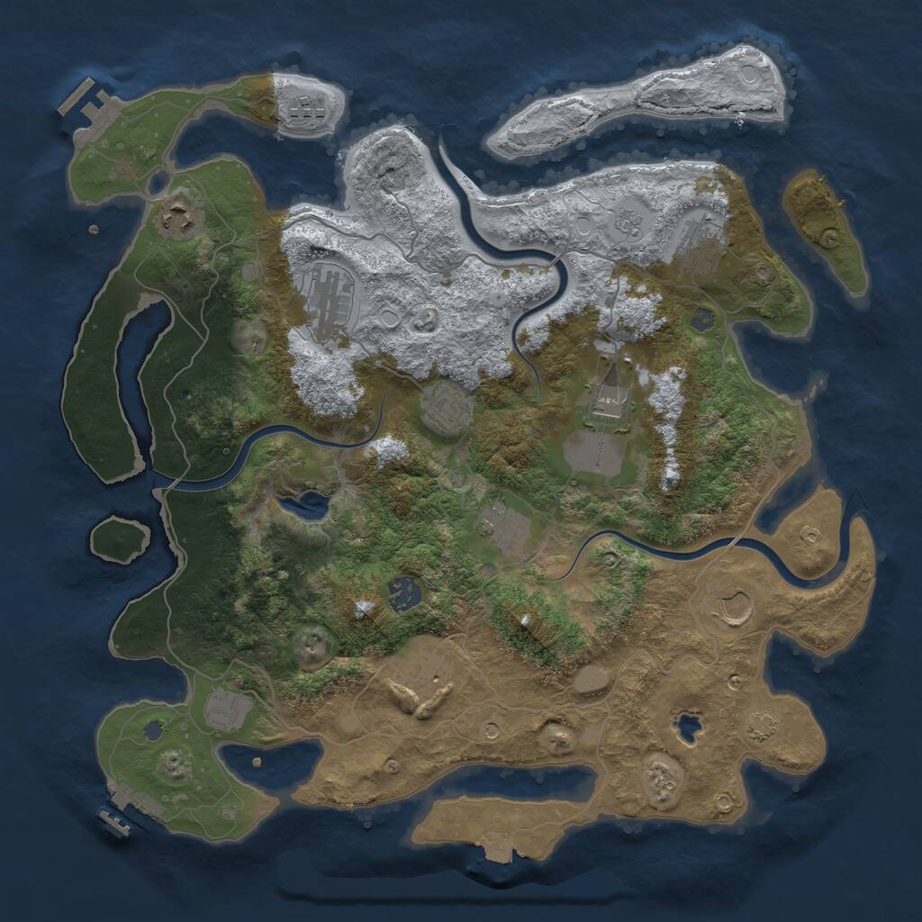 Rust Map: Procedural Map, Size: 4000, Seed: 424933683, 18 Monuments