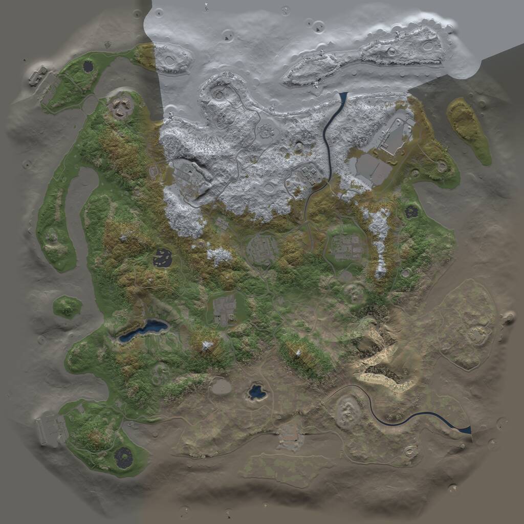 Rust Map: Procedural Map, Size: 4000, Seed: 424933683, 14 Monuments