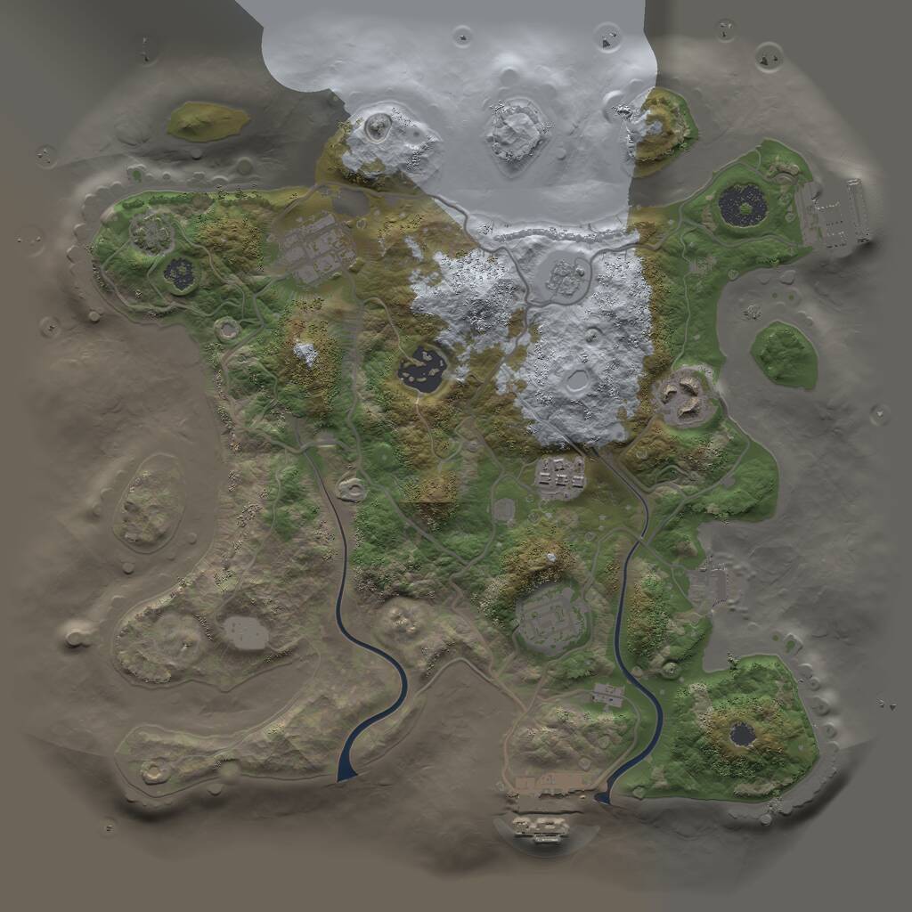 Rust Map: Procedural Map, Size: 3000, Seed: 9123974, 10 Monuments